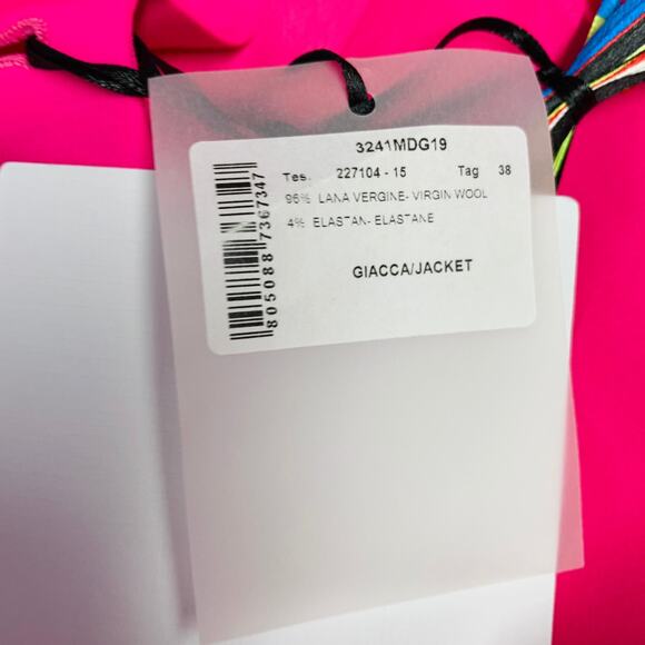 MSGM Size 2 Pink Wool Blend Peak Lapel Single Button Jacket Blazer - Picture 7 of 11